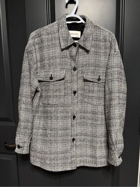Babaton Black and White Tweed Button-Front shacket